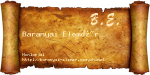 Baranyai Elemér névjegykártya